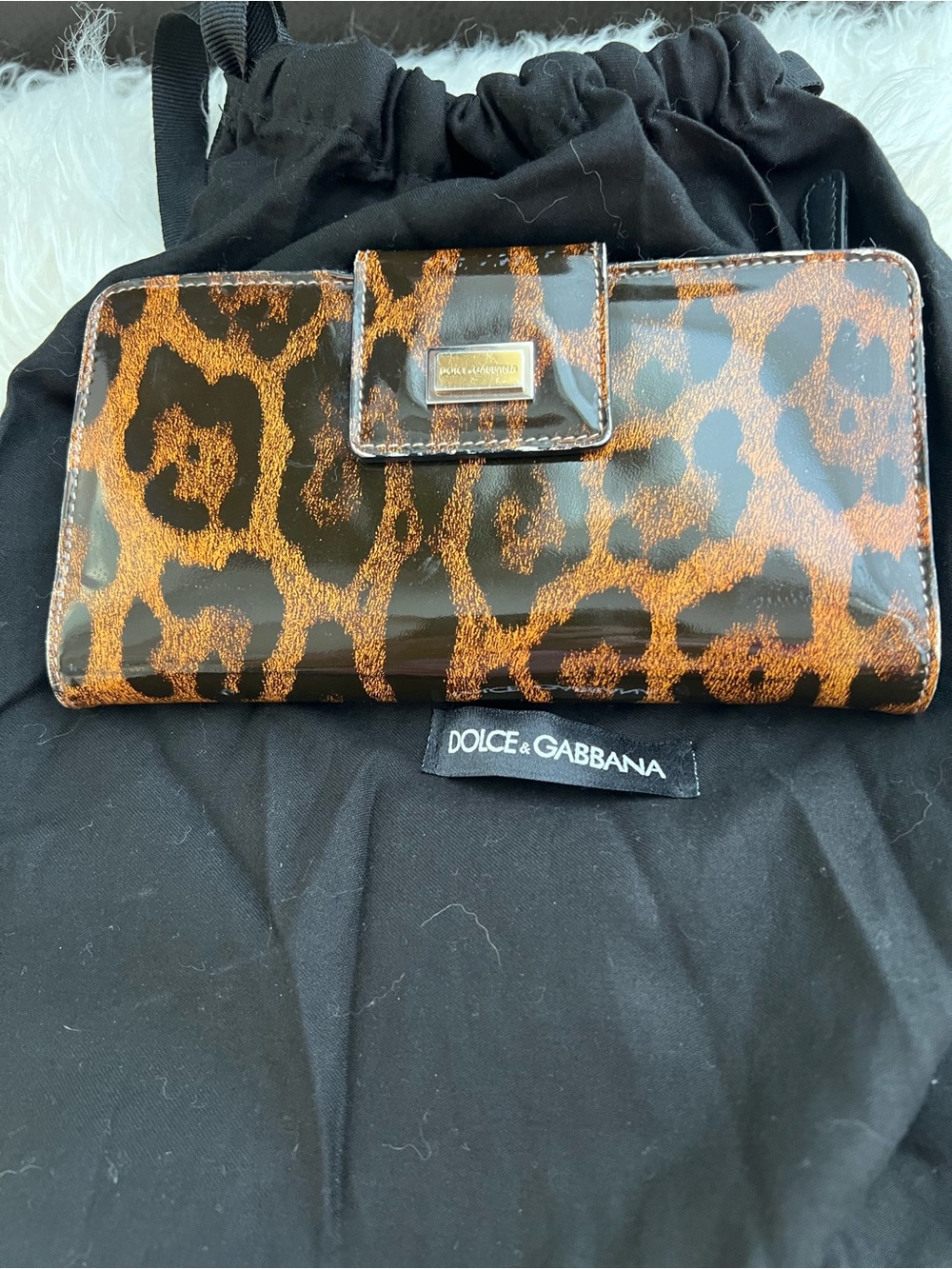 Dolce & Gabbana VINTAGE Brown/Black Leopard Coated Canvas Continental Wallet